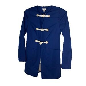 New J.Crew Women Size 00 Blue/White Rope Nautical Toggle lightweight Jacket $150